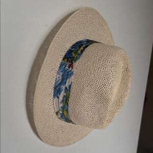 Stylish straw Hat with Blue Floral Band